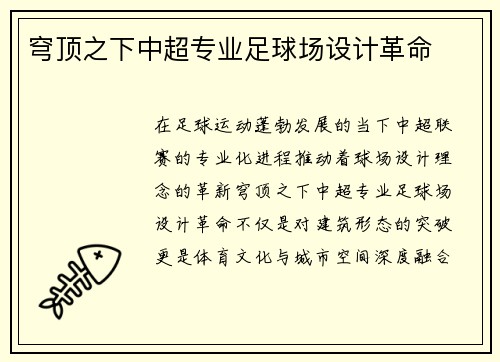 穹顶之下中超专业足球场设计革命